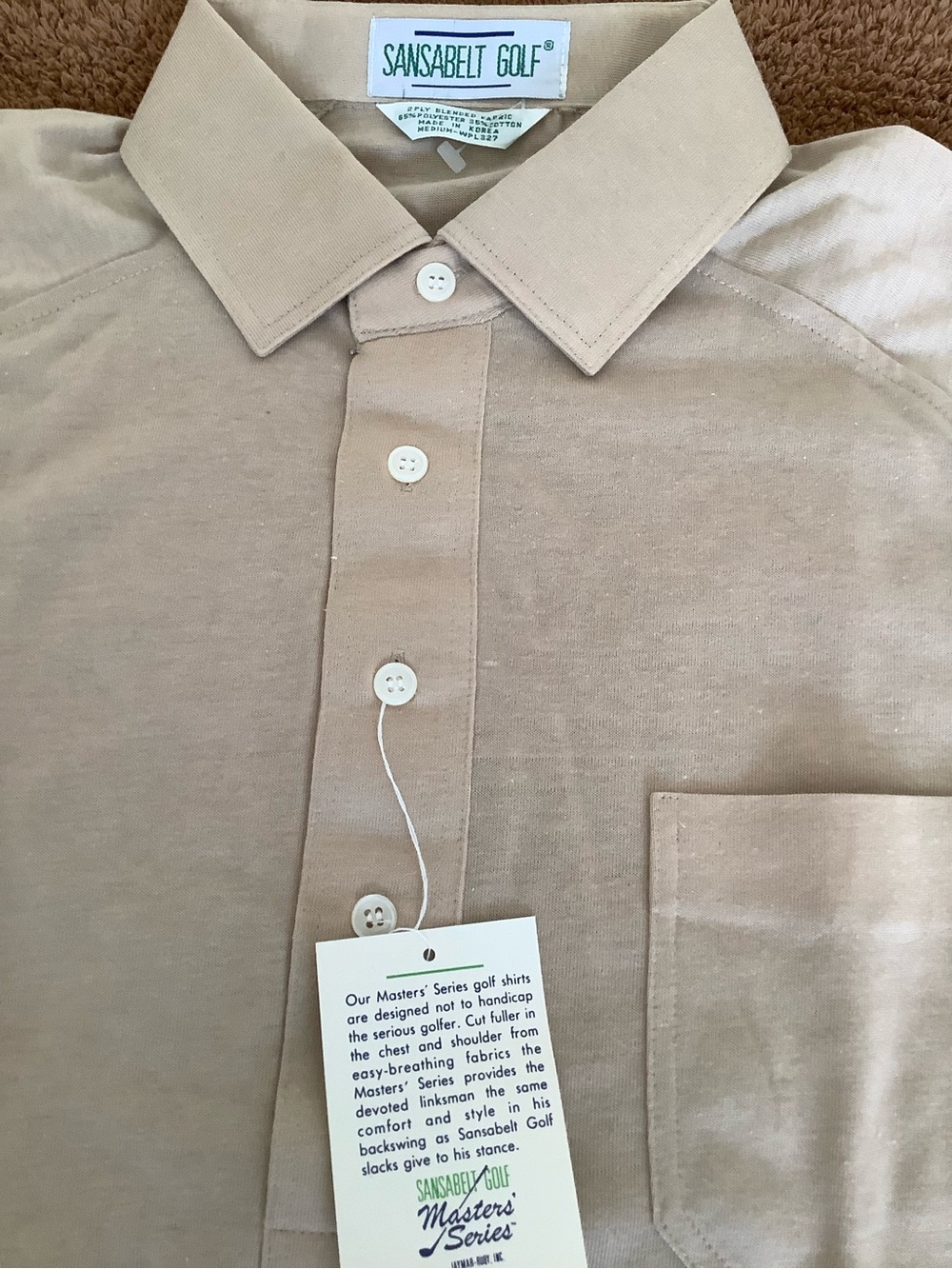 Men’s Tan Polo Shirt with Chest Pocket vintage , 80s